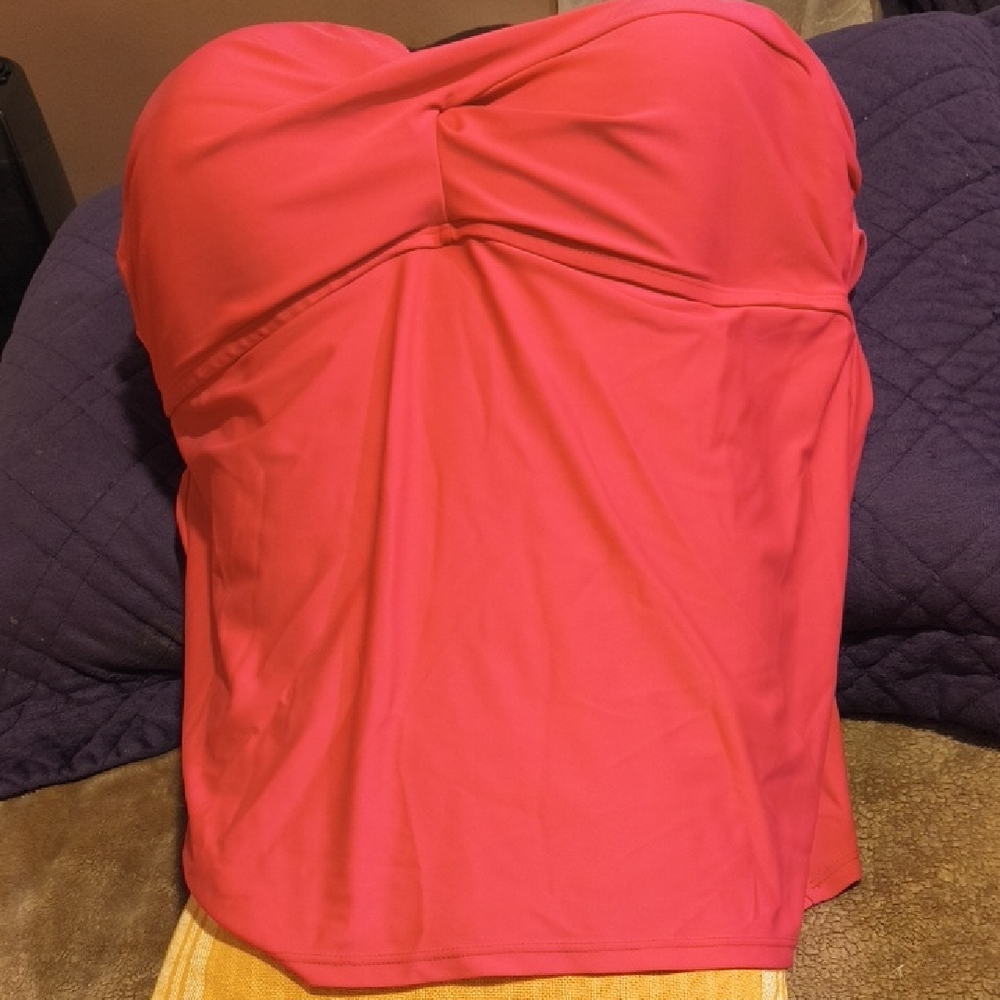Ellen Tracy Coral Strapless Bathing Suit Top Plus Size 18
